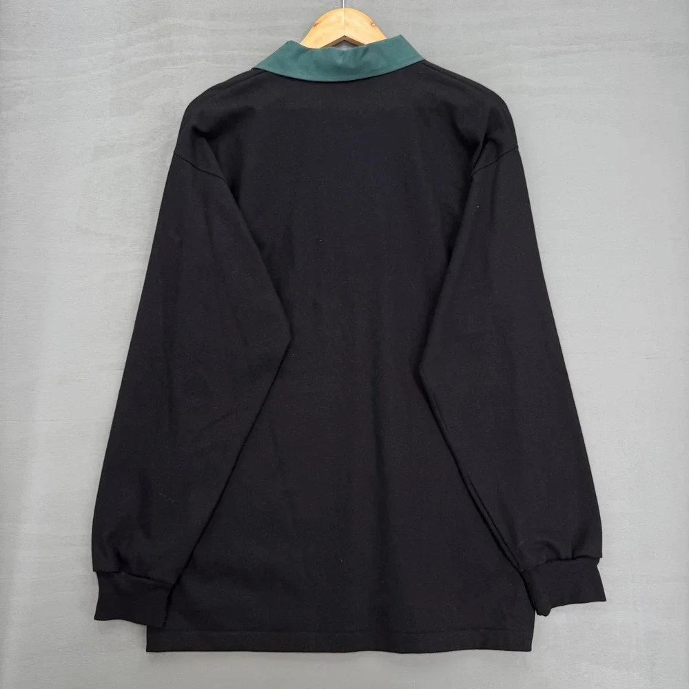 Polo Ralph Lauren Made in USA Rugby Shirt Black Colorblock Jasper Textiles Large